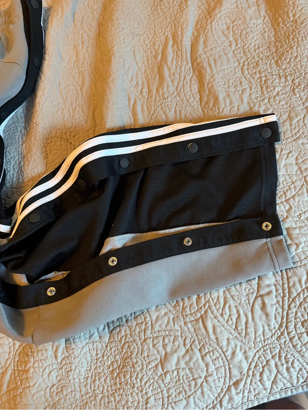 Adidas men’s  Black Snap-Trim Track Pants with Classic 3 White Stripes